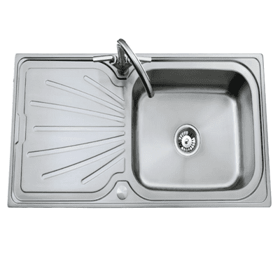 Clearwater Deep Blue Single Bowl and Drainer Brushed Steel DB10B