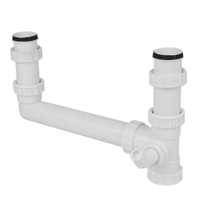 Clearwater Double Bowl Kitchen Sink Plumbing Kit For 2 Bowls White Plastic DMPK2