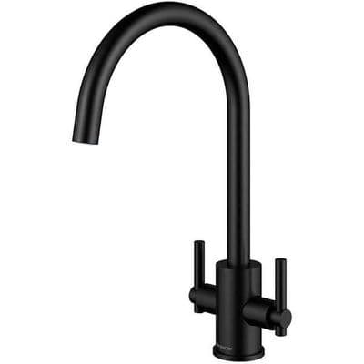 Clearwater Rococo Matt Black Twin Lever Twist & Spray Kitchen Tap ROC2MB