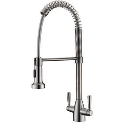 Clearwater Tutti Pro Brushed Nickel Twin Lever Kitchen Tap TP2BN