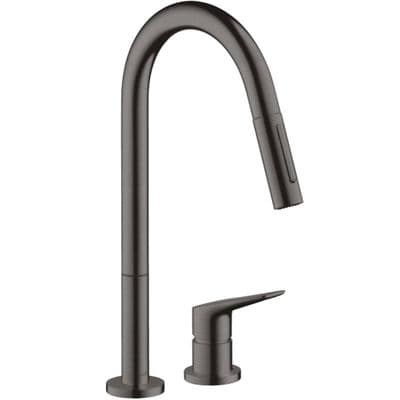 Hansgrohe Axor Citterio 2Hole Single Lever Kitchen Mixer PullOut Spray Brushed Black Chrome 34824340