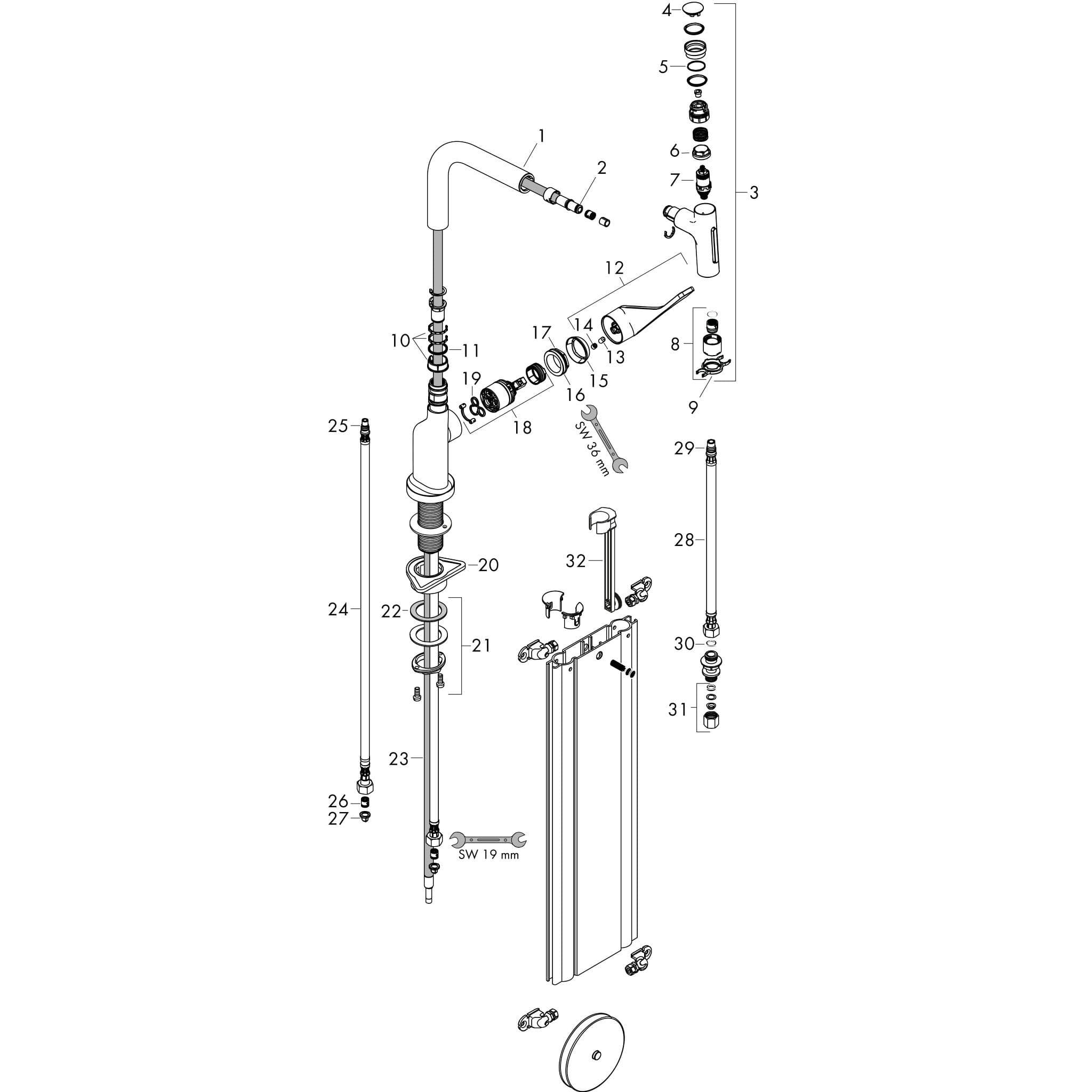Hansgrohe Axor Citterio Single Lever Kitchen Mixer with Pull-Out Spray ...