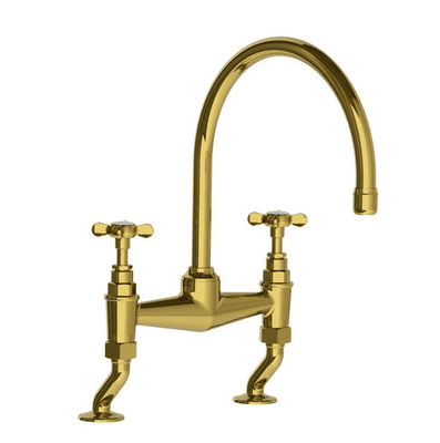 Lefroy Brooks 1900 Classic Deck Mounted Kitchen Bridge Mixer Antique Gold LB1517AG