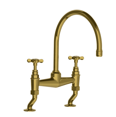 Lefroy Brooks 1900 Classic Deck Mounted Kitchen Tap Bridge Mixer Polished Brass LB1517PB