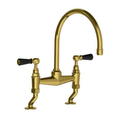 Lefroy Brooks 1900 Classic Kitchen Tap Bridge Mixer With Black Levers Antique Gold BL1517AG
