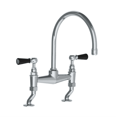 Lefroy Brooks 1900 Classic Kitchen Tap Bridge Mixer With Black Levers Chromium Plate BL1517CP