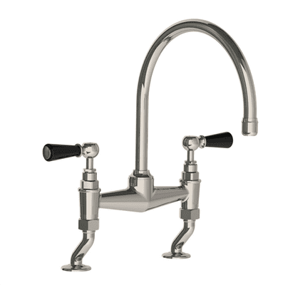 Lefroy Brooks 1900 Classic Kitchen Tap Bridge Mixer With Black Levers Silver Nickel BL1517NK
