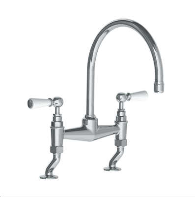 Lefroy Brooks 1900 Classic Kitchen Tap Bridge Mixer With White Levers Chromium Plate WL1517CP