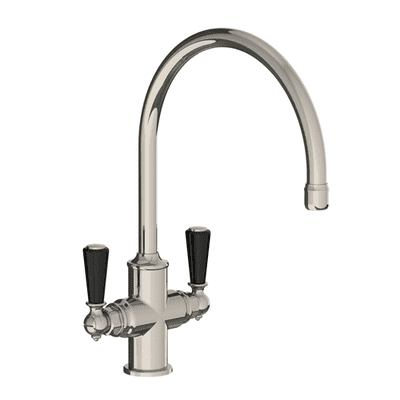 Lefroy Brooks 1900 Classic Kitchen Tap Mono Mixer With Black Levers Silver Nickel BL1550NK