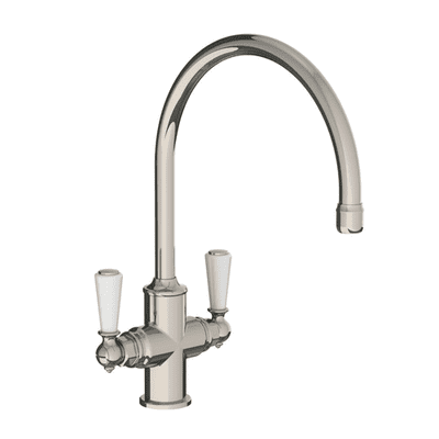 Lefroy Brooks 1900 Classic Kitchen Tap Mono Mixer With White Levers Silver Nickel WL1550NK