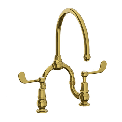 Lefroy Brooks 1910 La Chapelle Kitchen Tap Bridge Mixer Antique Gold FL1530AG