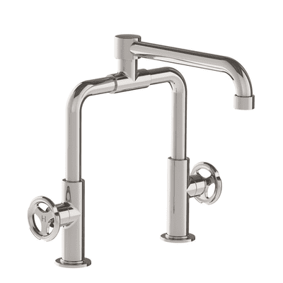 Lefroy Brooks 1920 Ten Ten Kitchen Tap Bridge Mixer With Handwheels  Silver Nickel TH1519NK