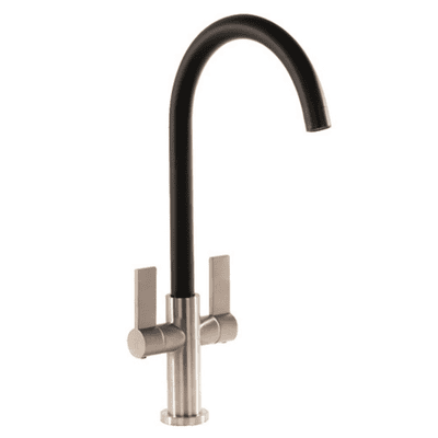 Mayfair Cadiz Kitchen Tap Sink Mixer Brushed Chrome Black Finish KIT021