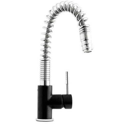 Mayfair Twist Kitchen Tap Sink Mixer with Pull Out Nozzle Chrome-Black KIT245