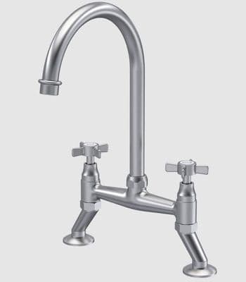 Nuie Bridge Sink Mixer Crosshead Kitchen Tap Brushed Nickel KB606