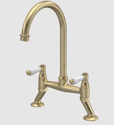 Nuie Bridge Sink Mixer Lever Kitchen Tap Brushed Brass KB817