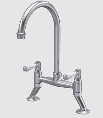 Nuie Bridge Sink Mixer Lever Kitchen Tap Brushed Nickel KB617