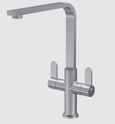 Nuie Churni Mono Dual Lever Brushed Nickel Kitchen Tap KCH605DL