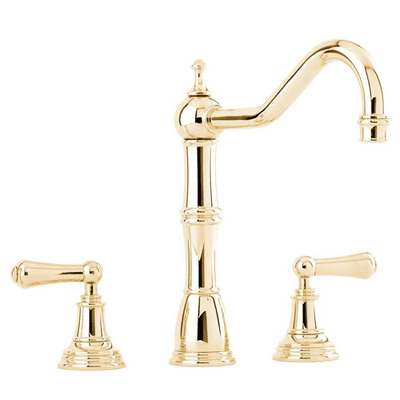 Perrin & Rowe Alsace Three-Hole Sink Mixer Kitchen Tap With Lever Handles Gold 4771IG
