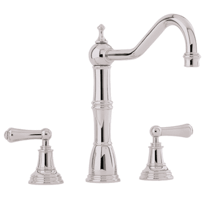 Perrin & Rowe Alsace Three-Hole Sink Mixer Kitchen Tap With Lever Handles Pewter 4771PF