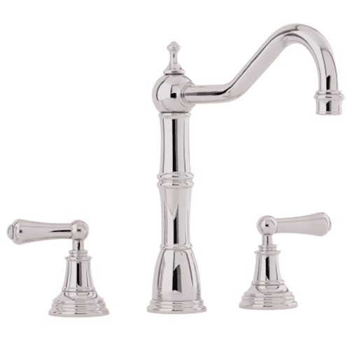 Perrin & Rowe Alsace Three-Hole Sink Mixer Kitchen Tap With Lever Handles Pewter 4771PF