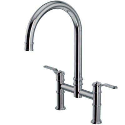 Perrin & Rowe Armstrong Bridge with Textured Lever Handles Kitchen Tap Chrome 4593HTCP