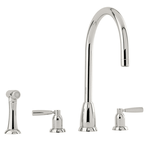 Perrin & Rowe Callisto Three-Hole Mixer Kitchen Tap C Spout With Levers And Rinse Nickel 4891NI