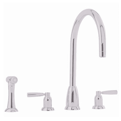 Perrin & Rowe Callisto Three-Hole Mixer Kitchen Tap C Spout With Levers And Rinse Pewter 4891PF