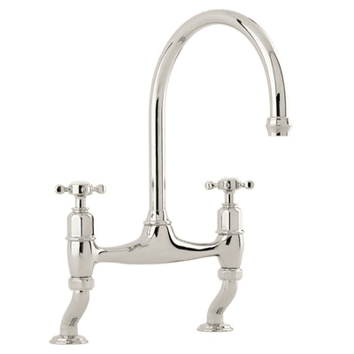 Perrin & Rowe Ionian Two-Hole Sink Mixer Kitchen Tap With Crosshead Handles Nickel 4192NI