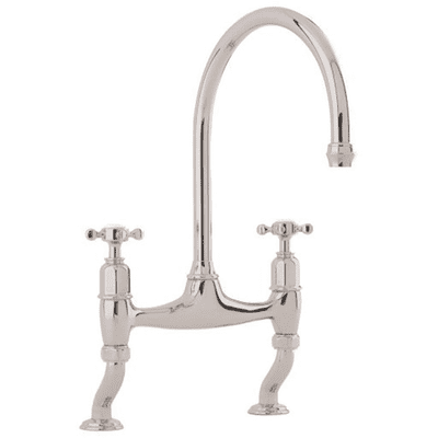 Perrin & Rowe Ionian Two-Hole Sink Mixer Kitchen Tap With Crosshead Handles Pewter 4192PF