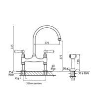 Perrin & Rowe Ionian Two-Hole Sink Mixer  With Porcelain Lever Handles And Rinse Chrome 4173CP