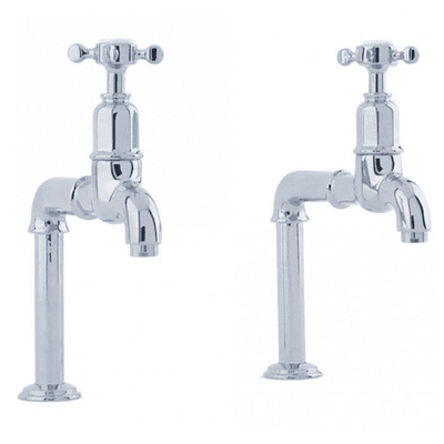 Perrin & Rowe Mayan Bibcocks Deck Mounted With Crosshead Handles Pair Chrome 4338CP