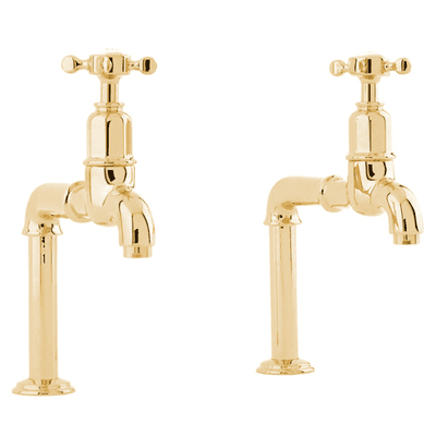Perrin & Rowe Mayan Bibcocks Deck Mounted With Crosshead Handles Pair Gold 4338IG