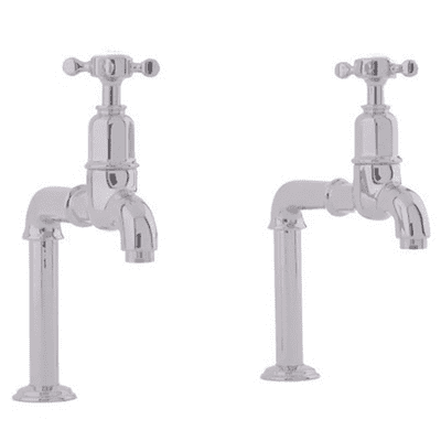 Perrin & Rowe Mayan Bibcocks Deck Mounted With Crosshead Handles Pair Pewter 4338PF