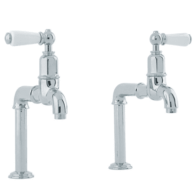 Perrin & Rowe Mayan Bibcocks Deck Mounted With Porcelain Lever Handles Pair Chrome  4332CP