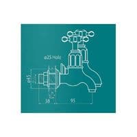 Perrin & Rowe Mayan Bibcocks Wall Mounted With Crosshead Handles Pair Polished Nickel 4328NI
