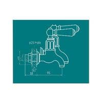 Perrin & Rowe Mayan Bibcocks Wall Mounted With Porcelain Lever Handles Pair Polished Nickel 4322NI