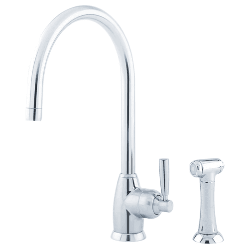 Perrin & Rowe Mimas Single Lever Monobloc Mixer Tap With Swivel C Spout And Rinse Chrome 4846CP