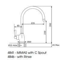 Perrin & Rowe Mimas Single Lever Monobloc Mixer With Swivel C Spout And Rinse Nickel 4846NI