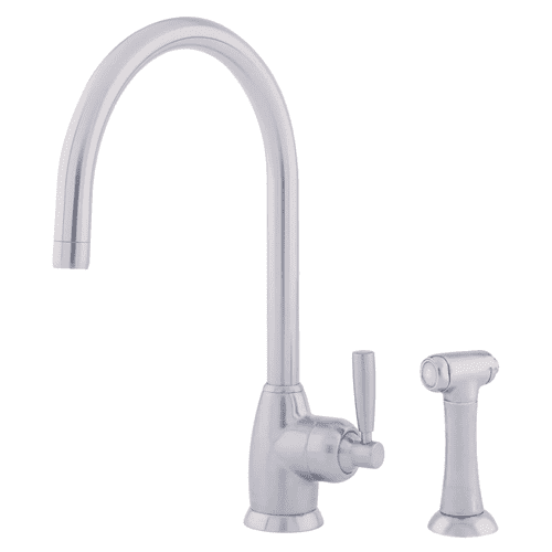 Perrin & Rowe Mimas Single Lever Monobloc Mixer With Swivel C Spout And Rinse Pewter 4846PF