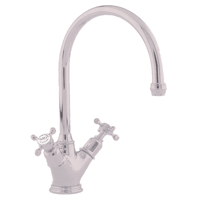 Perrin & Rowe Minoan Monobloc Mixer Kitchen Tap With Crosshead Handles Pewter 4385PF