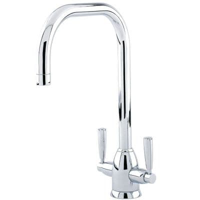 Perrin & Rowe Oberon Twin Lever Monobloc Mixer with 'U' Spout Pewter 4863PF