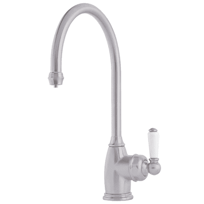 Perrin & Rowe Parthian Monobloc Mixer Kitchen Tap With Single Porcelain Lever Handle Pewter 4341PF