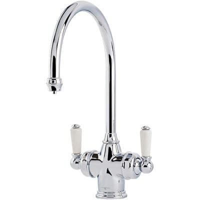 Perrin & Rowe Pewter Parthian Monobloc with Cold Filter & Porcelain Lever Handles 1437PF