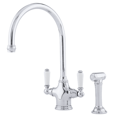 Perrin & Rowe Phoenician Monobloc With Twin Porcelian Lever Handles And Rinse Chrome 4360CP