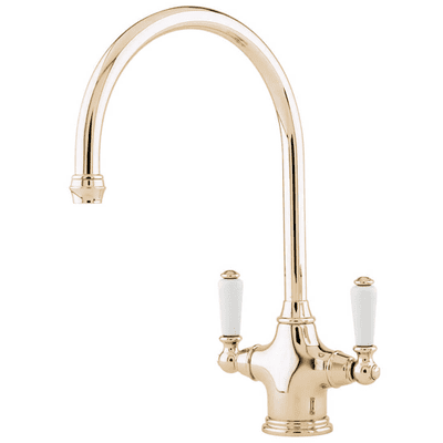 Perrin & Rowe Phoenician Monobloc With Twin Porcelian Lever Handles Gold 4460IG