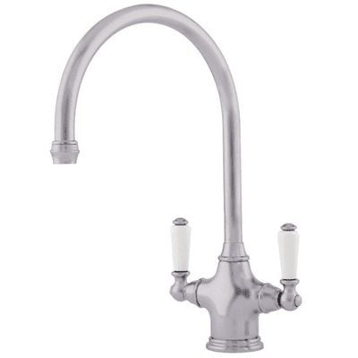 Perrin & Rowe Phoenician Monobloc With Twin Porcelian Lever Handles Pewter 4460PF