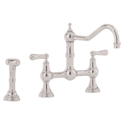 Perrin & Rowe Provence Two-Hole Sink Mixer Kitchen Tap With Lever Handles And Rinse Pewter 4756PF