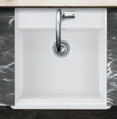 Thomas Denby Ashton 60 Ceramic Single Bowl With Tap Ledge Kitchen Sink White ASH60