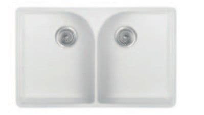 Thomas Denby Heritage 800 Double Bowl With Tap Ledge White HER800